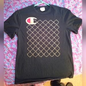 Champion Heritage Gold Script Quilt Black Short Sleeve T-Shirt Mens